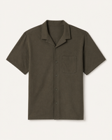 Lucent Short-Sleeve Button-Down Camp-Collar Shirt - Truffle