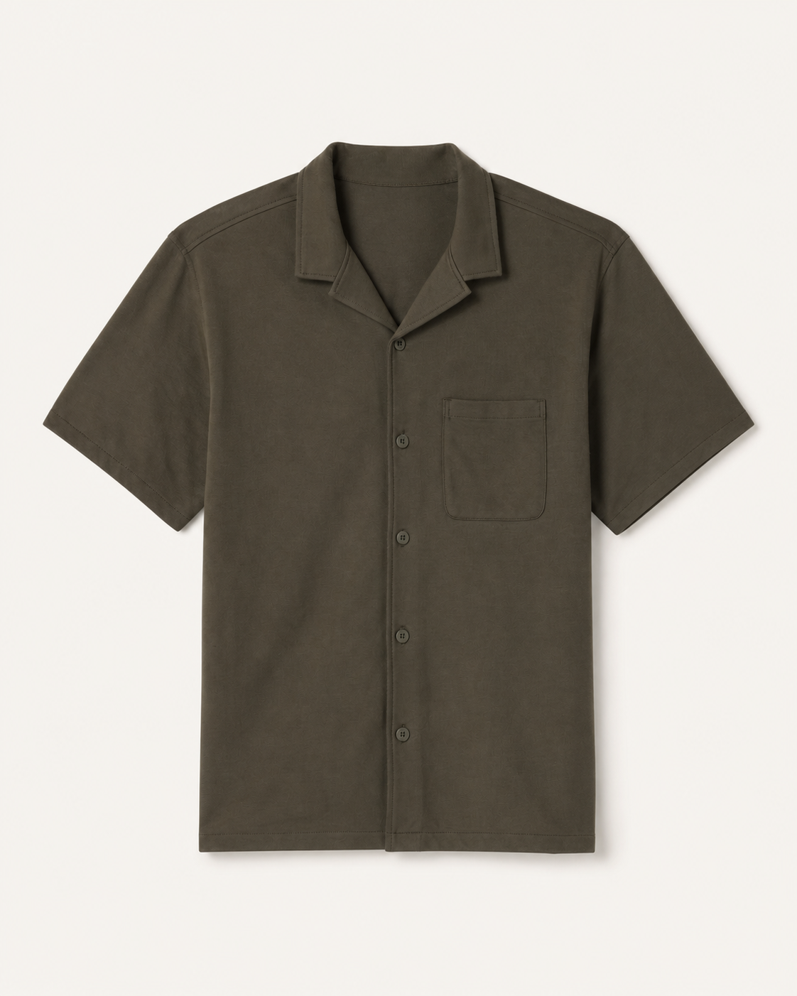 Lucent Short-Sleeve Button-Down Camp-Collar Shirt - Truffle