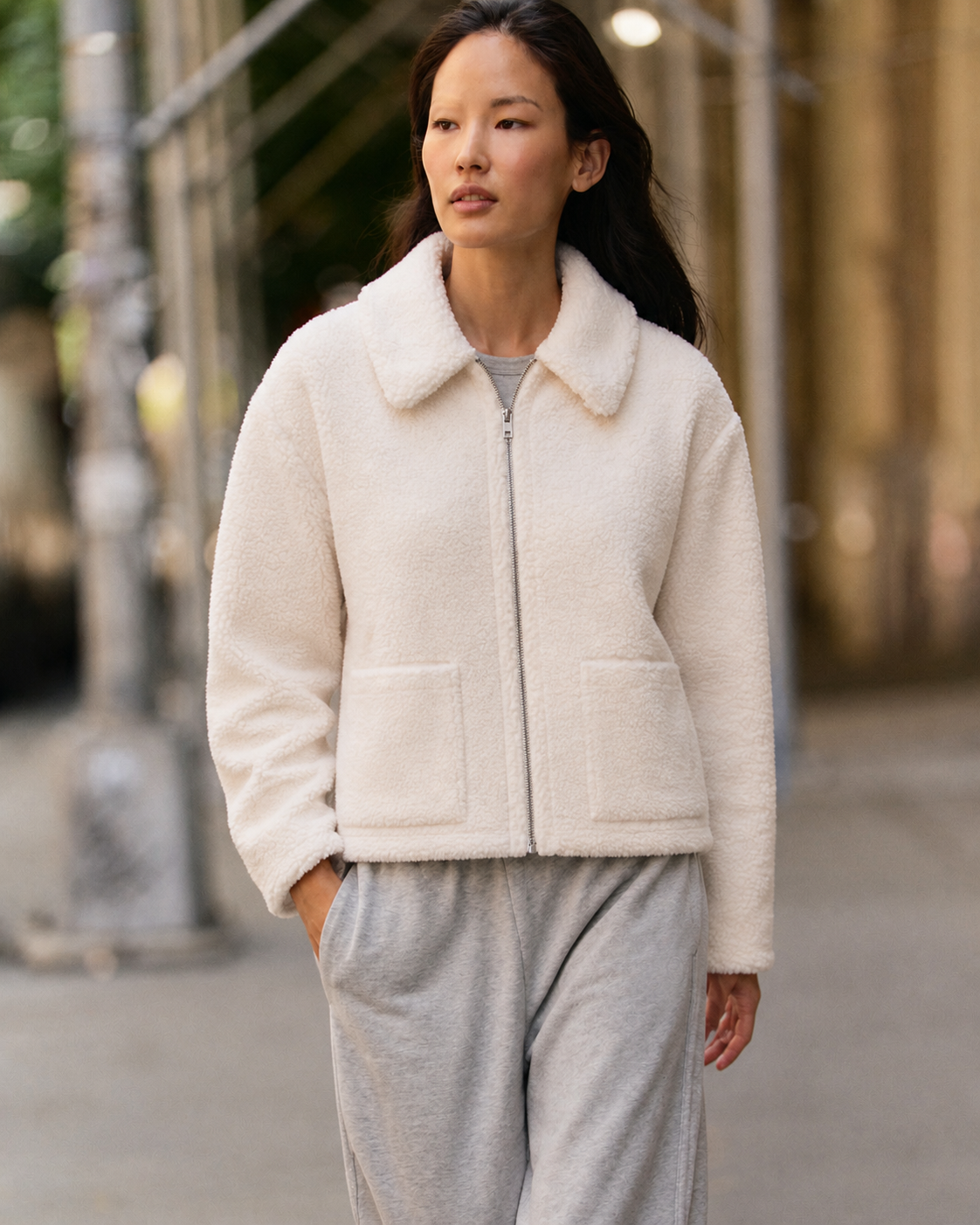 Rowan Line Full-Zip Movement Jacket - Marshmallow
